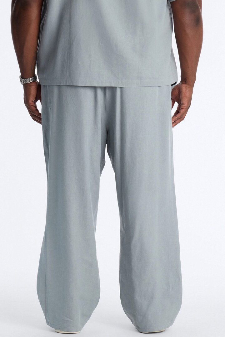 Bahamas Linen Baggy Pull On Pants - Slate Blue