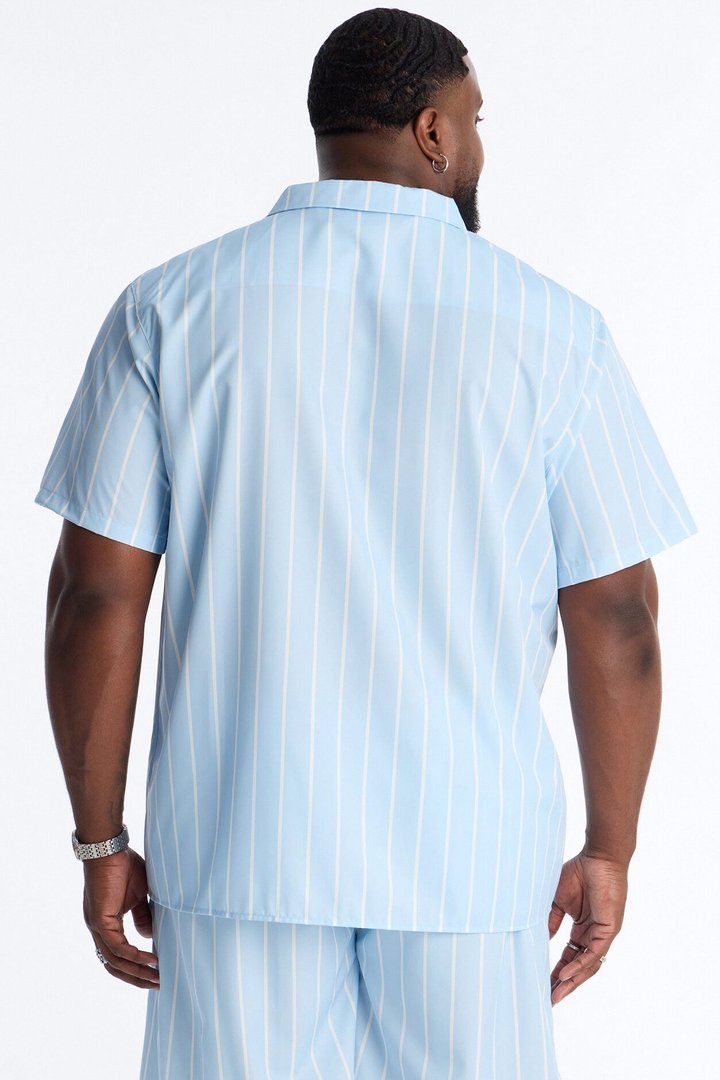 Relaxed Caribbean Vacay Button Up Shirt - Blue