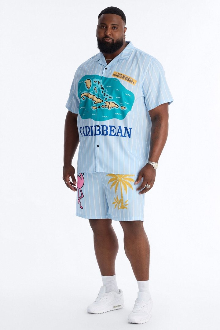 Relaxed Caribbean Vacay Short - Blue