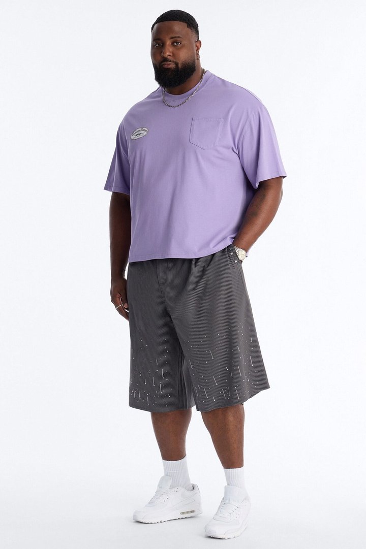 Baggy Center Stage Embellished Short - Grey