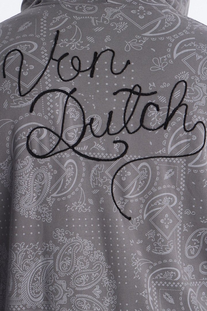 Von Dutch Chain Stitched Zip Up Hoodie - Charcoal
