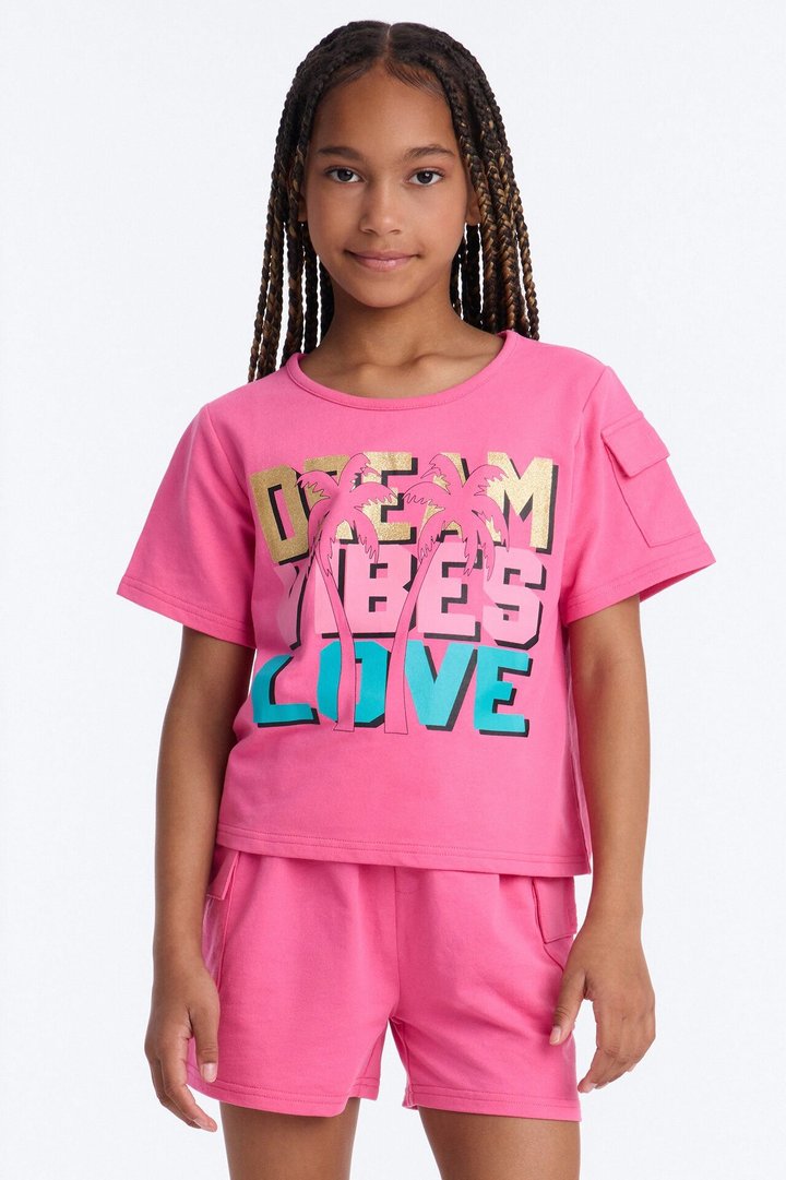 Mini Dream Vibes Love Short Set - Rose