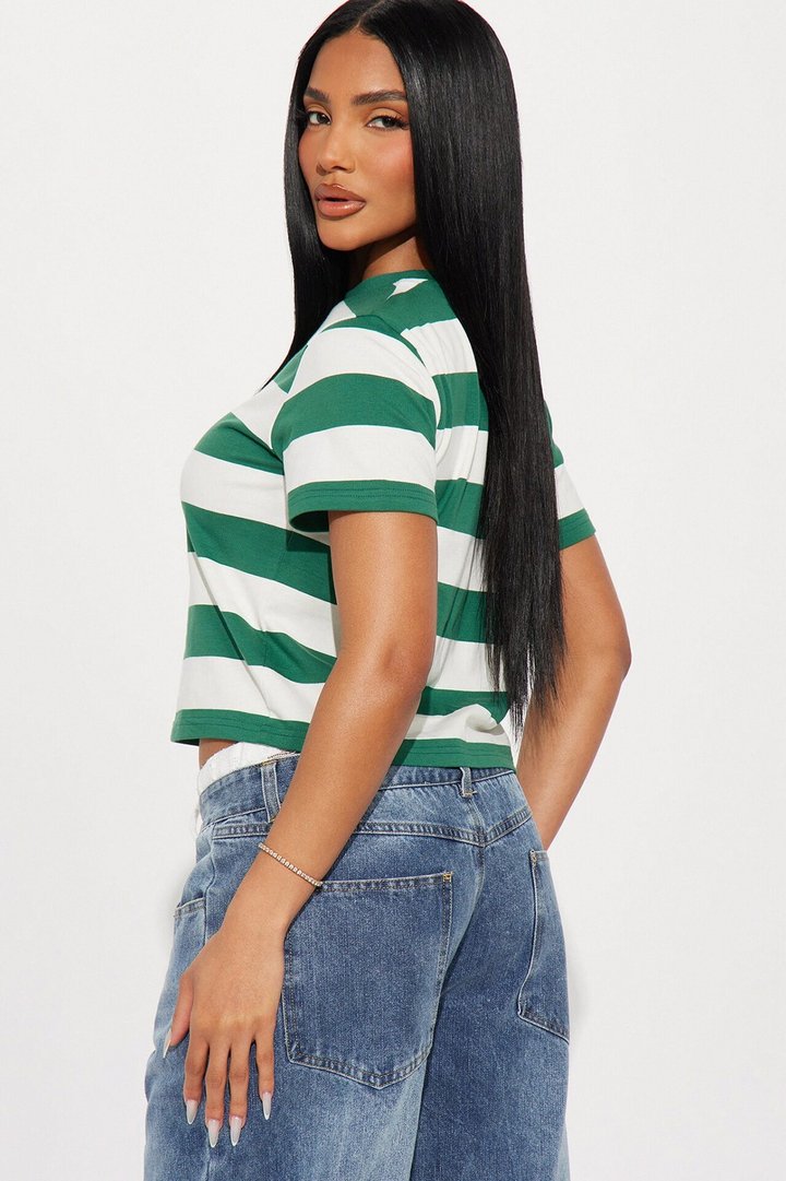 Dallas Striped Short Sleeve Baby Tee - Green/combo