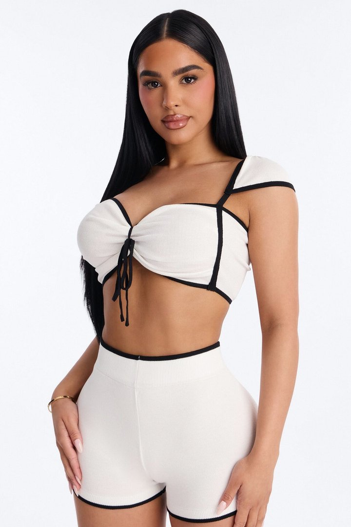 Dariana Sweater Micro Short Set - White