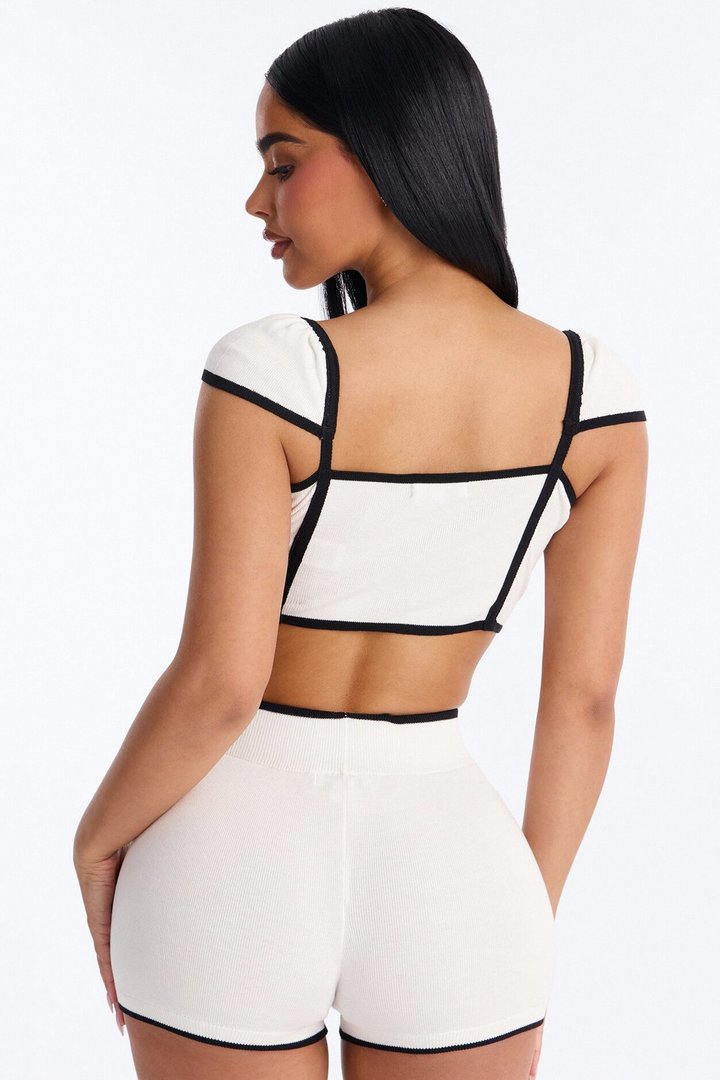 Dariana Sweater Micro Short Set - White