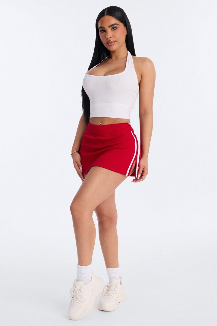 Playing Catch Up Scuba Micro Mini Skort - Red