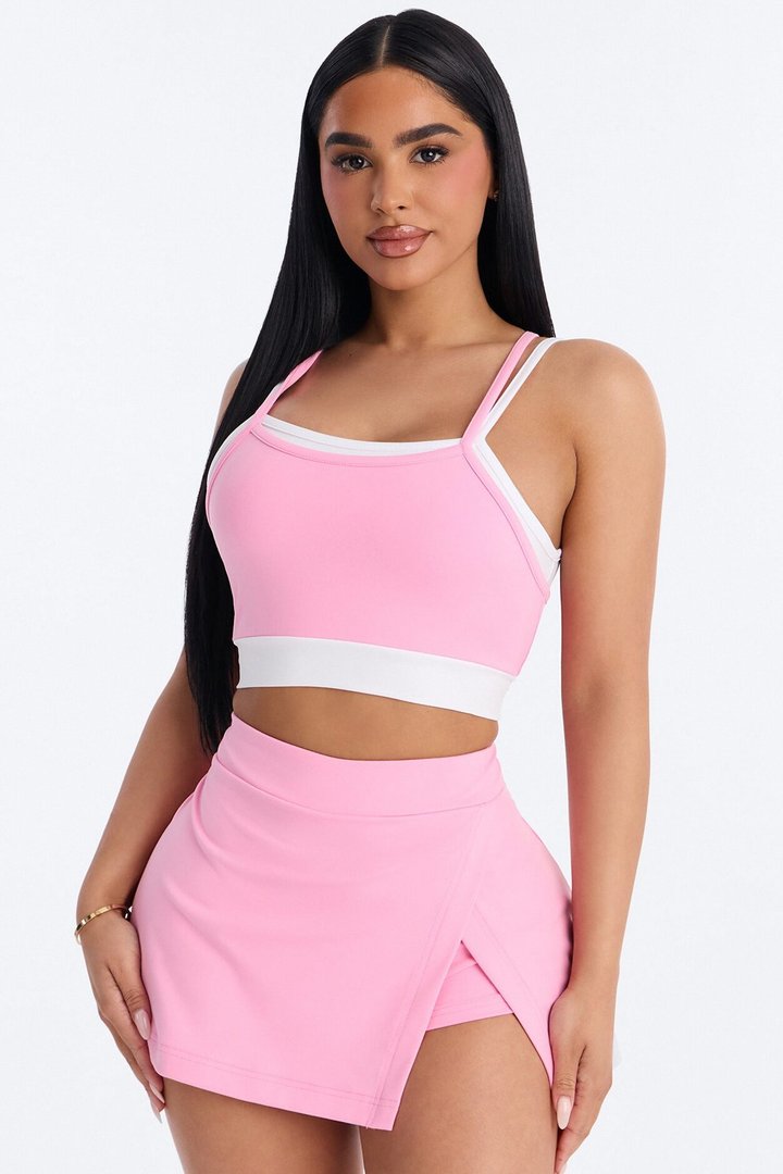 Melinda Tank And Mini Skort Set - Pink