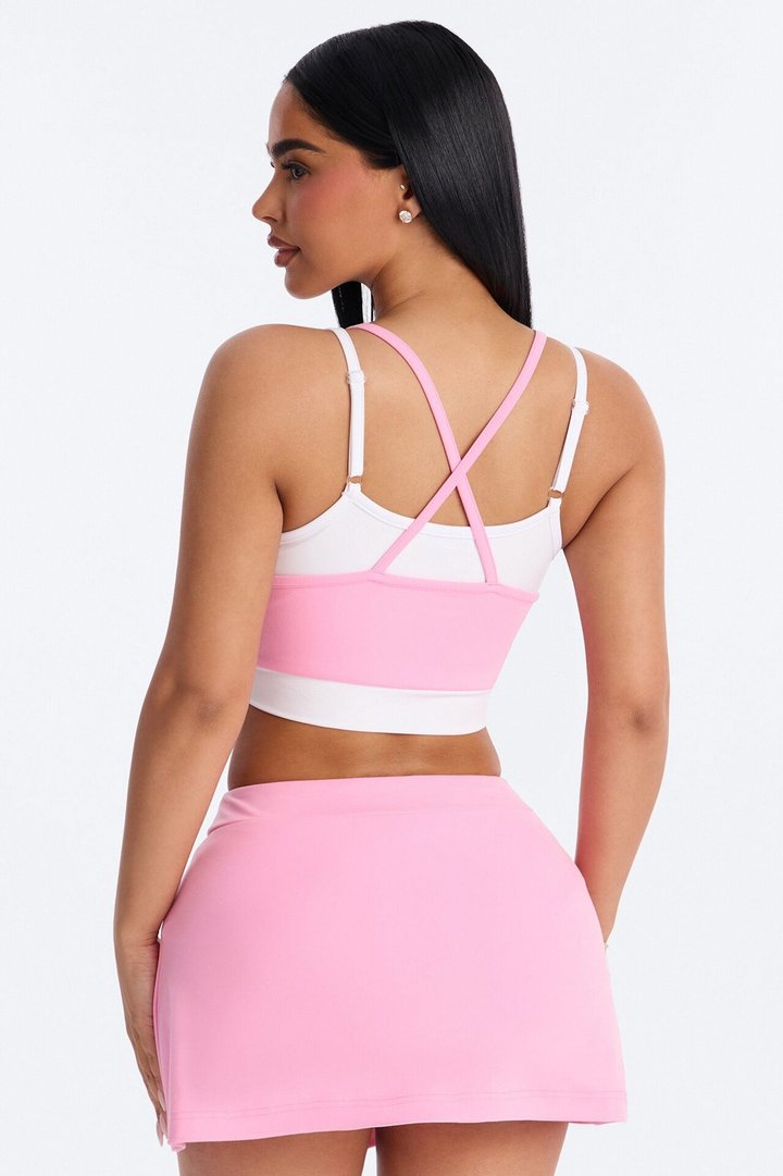 Melinda Tank And Mini Skort Set - Pink