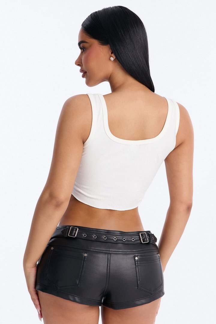 Spicy Little Senorita Ribbed Cropped Tank - White