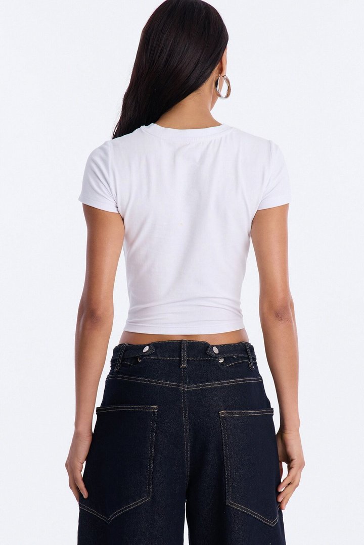 Corona Collection Rhinestone Baby Tee - White