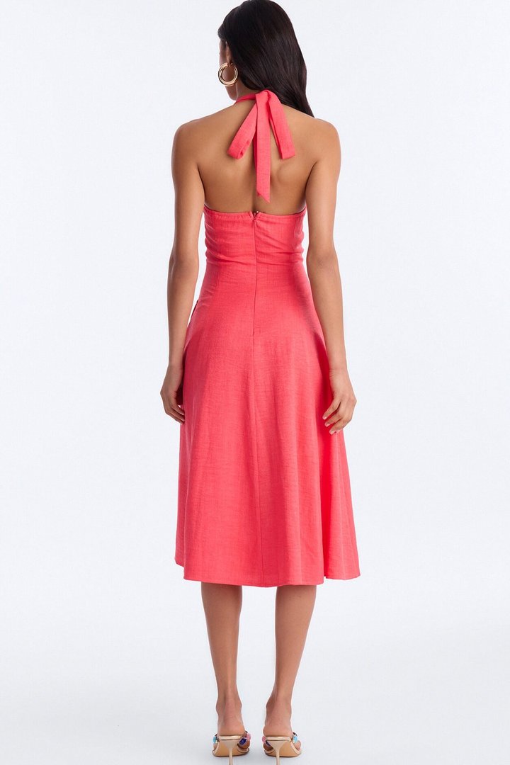 Christine Halter Midi Dress - Coral