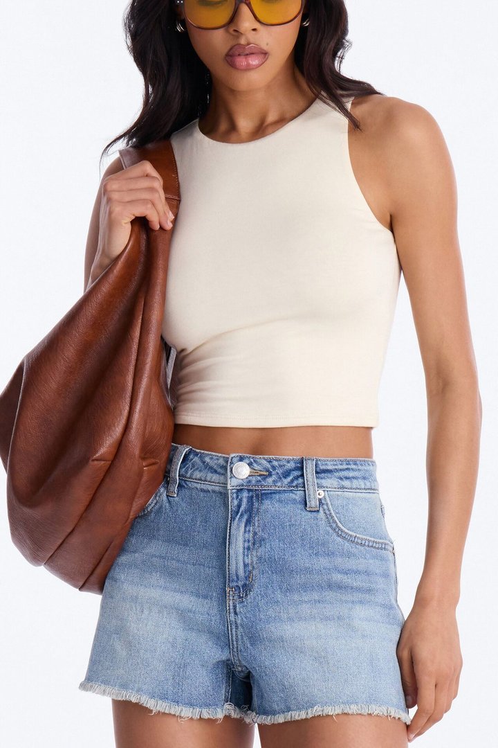 Angie High Rise Denim Shorts - Vintage Wash