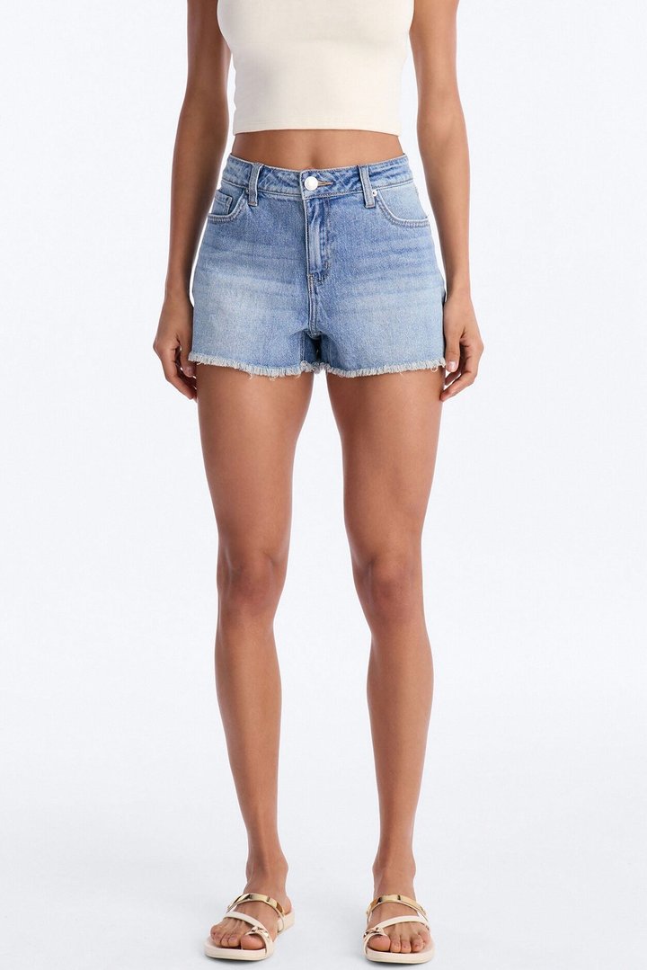 Angie High Rise Denim Shorts - Vintage Wash