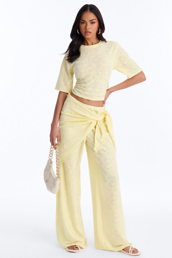 Solana Lace 3 Piece Pant Set - Yellow
