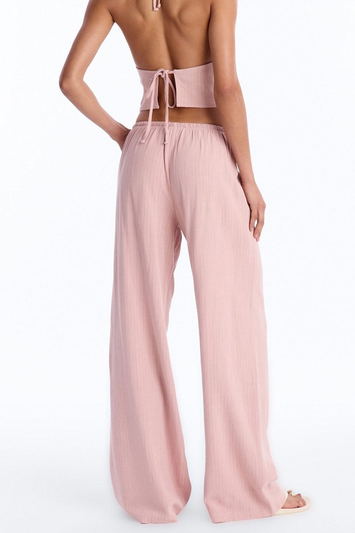 Girl Gone Wild Pinstripe Low Rise Wide Leg Pant 30″ - Blush
