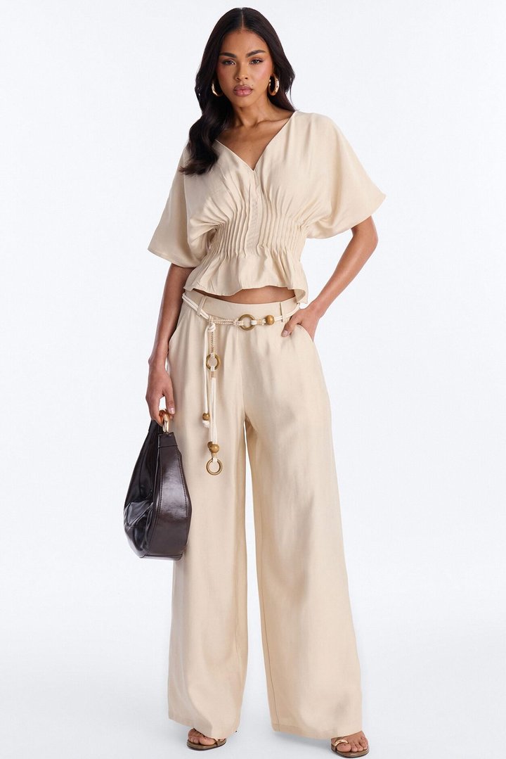 Miranda Linen Pant Set - Taupe