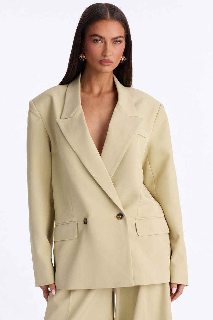 Indy Double Breasted Oversized Blazer - Sage