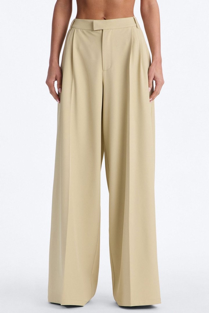 Indy High Rise Wide Leg Trouser Pant - Sage