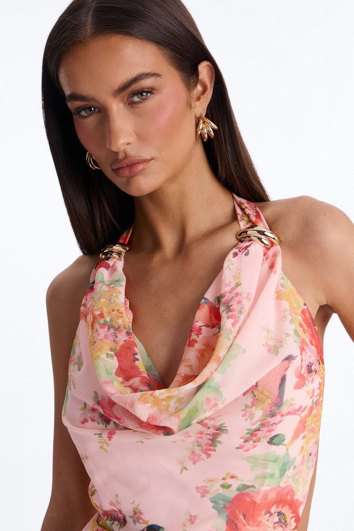 Diana Floral Chiffon Maxi Dress - Pink/combo
