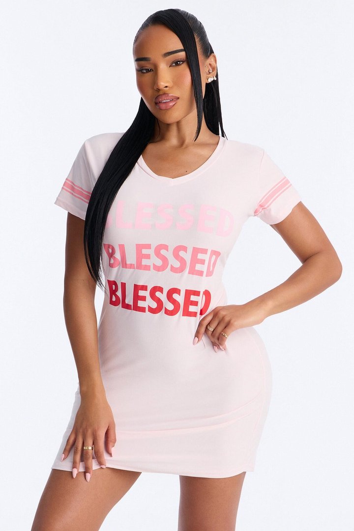 Stay Blessed PJ Sleep Shirt - Pink