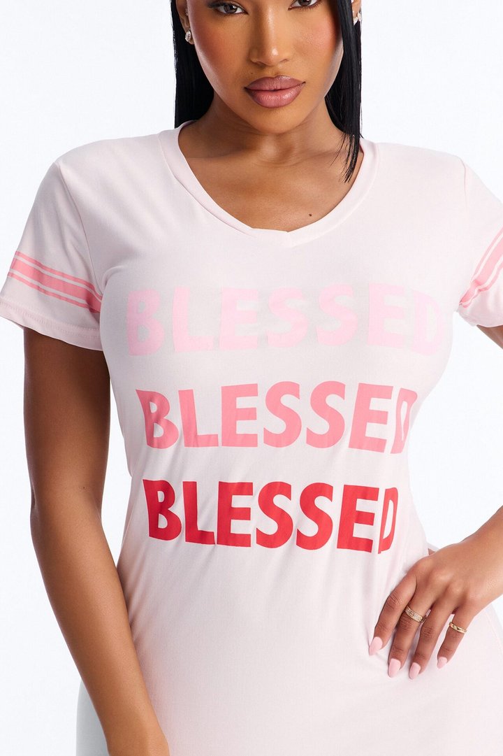 Stay Blessed PJ Sleep Shirt - Pink