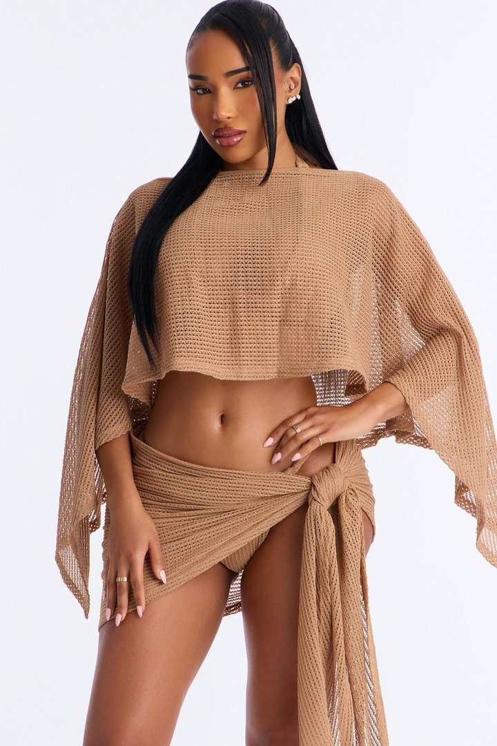 Waiting On You Bikini And Coverup Set - Cream
