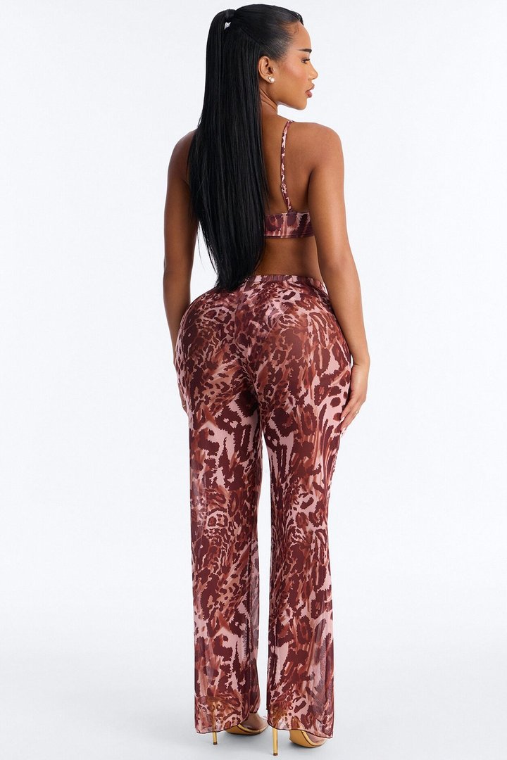 Marley Animal Print 3 Piece Triangle Bikini Pant Set - Pink/combo