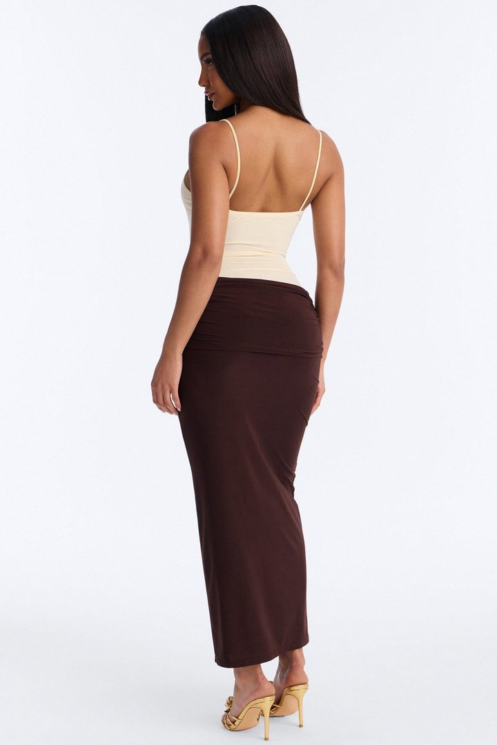 Maura Maxi Skirt Set - Brown/combo