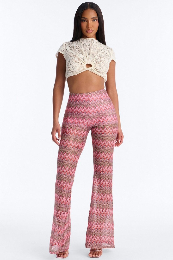 Living Between Sunsets Tie Back Crochet Top - Cream