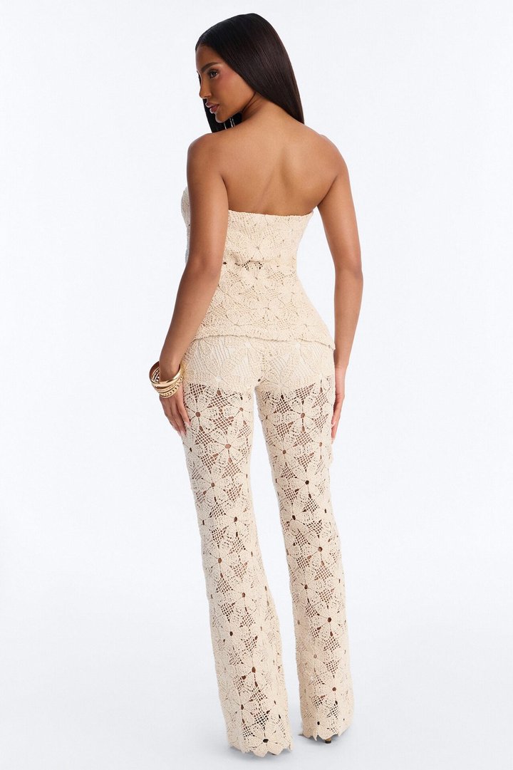 Serena Crotchet Pant Set - Natural