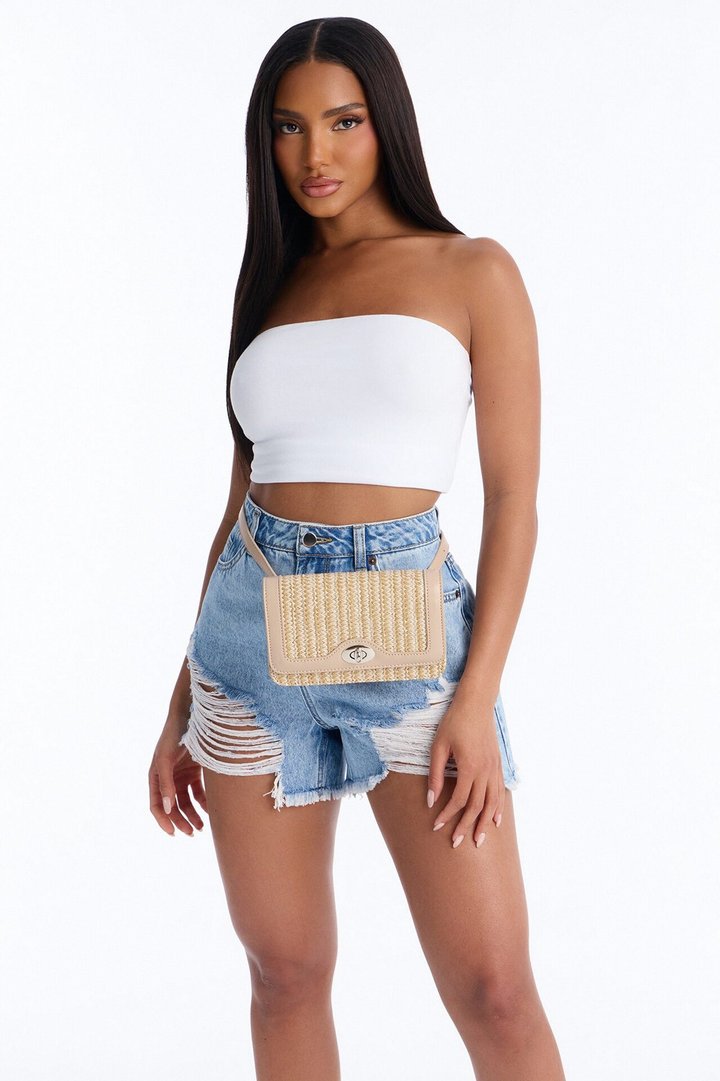 Work Life Balance Straw Belt Bag - Tan