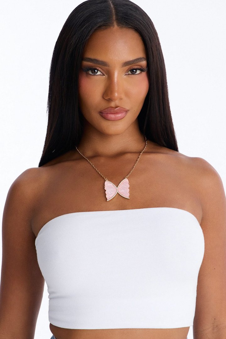 Butterfly Beauty Necklace - Gold/Pink