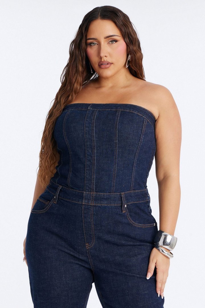 Street Blues Denim Jumpsuit - Dark Wash