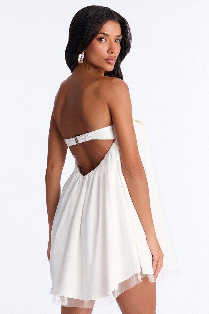 Charli Strapless Satin Mini Dress - White