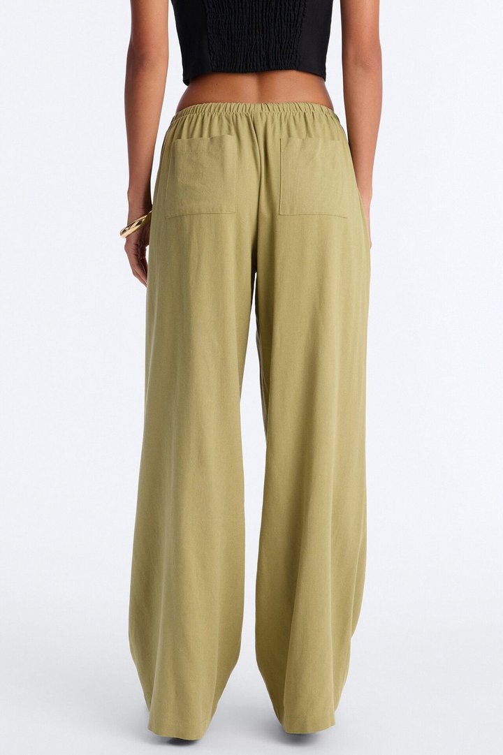Seaside Soiree Wide Leg Linen Pant - Olive