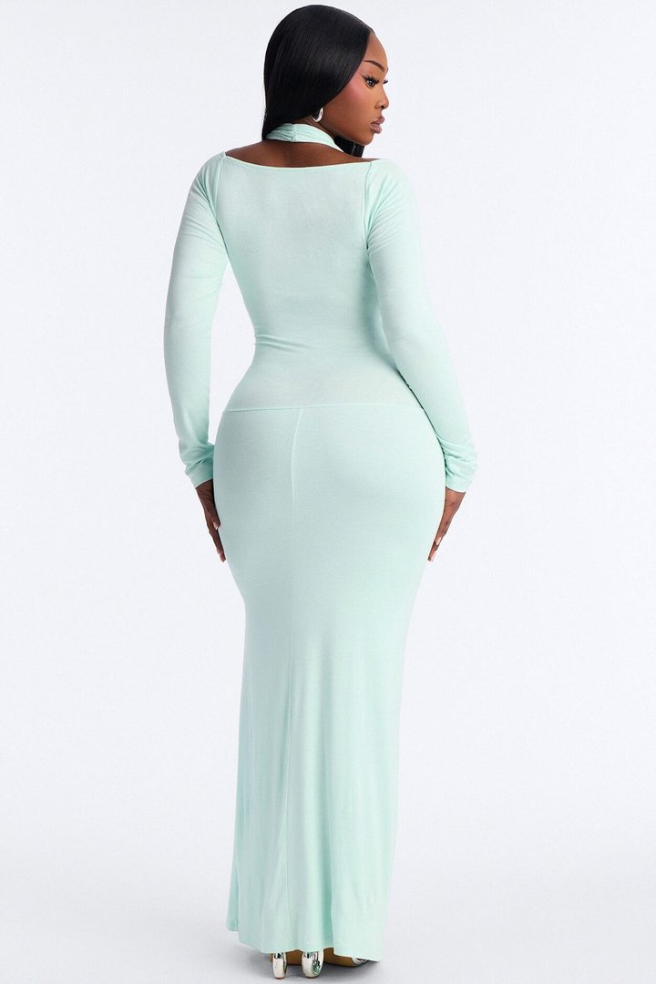 Casey Ruched Maxi Dress - Mint