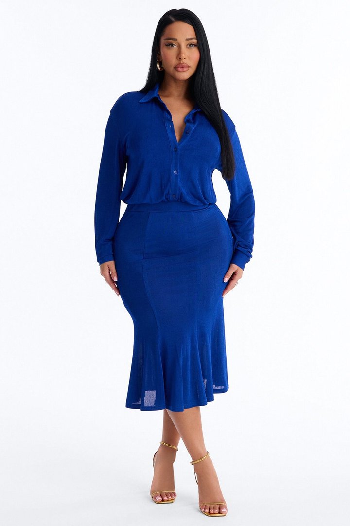 Jemma Slinky Midi Dress - Blue