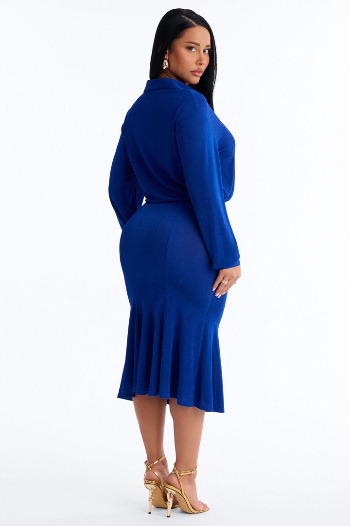 Jemma Slinky Midi Dress - Blue