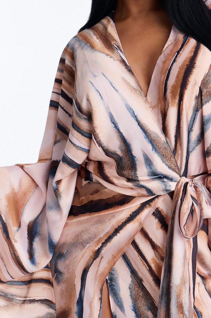 Samira Wrap Satin Mini Dress - Mauve/combo