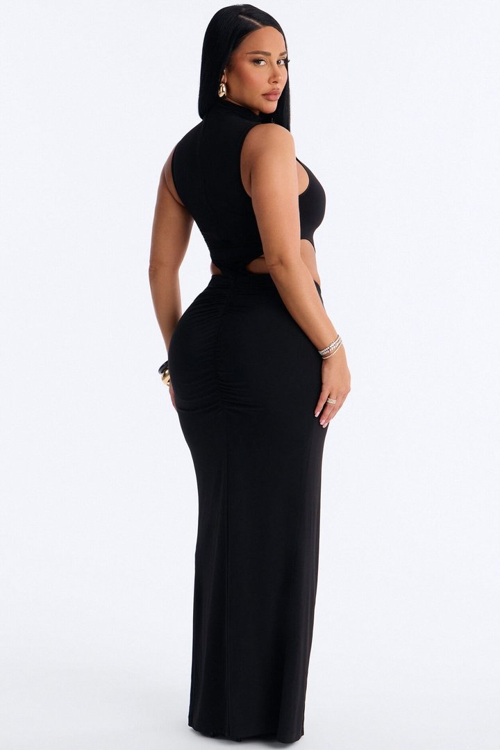 Midnight Mirage Cut Out Maxi Dress - Black