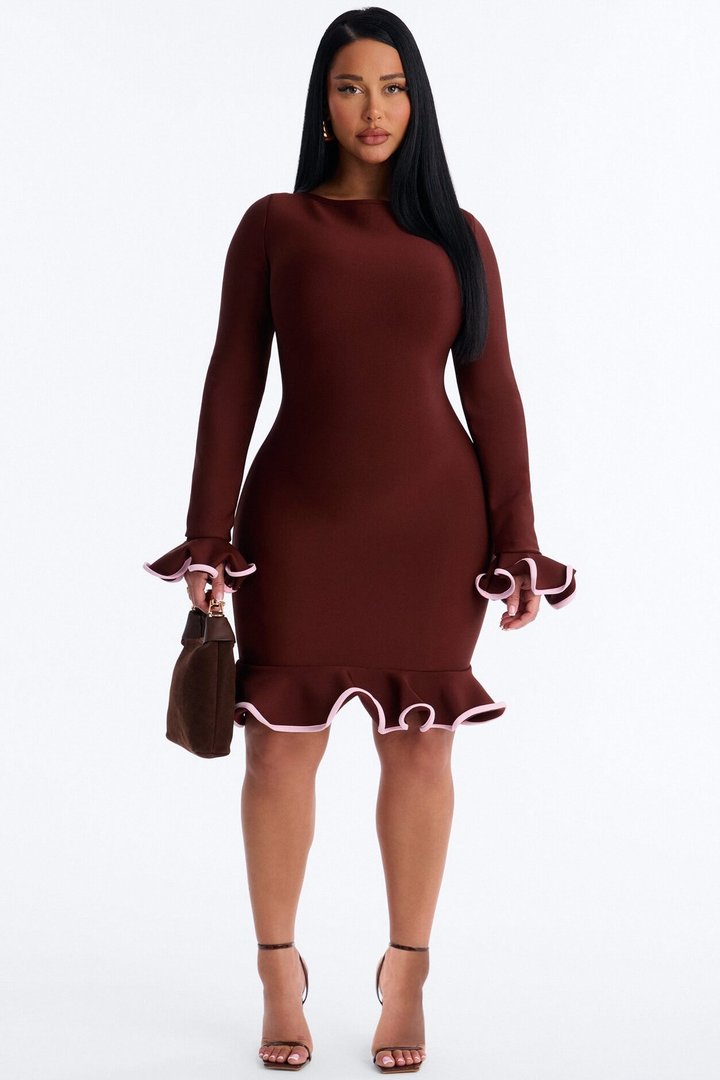 Maddie Bandage Mini Dress - Chocolate