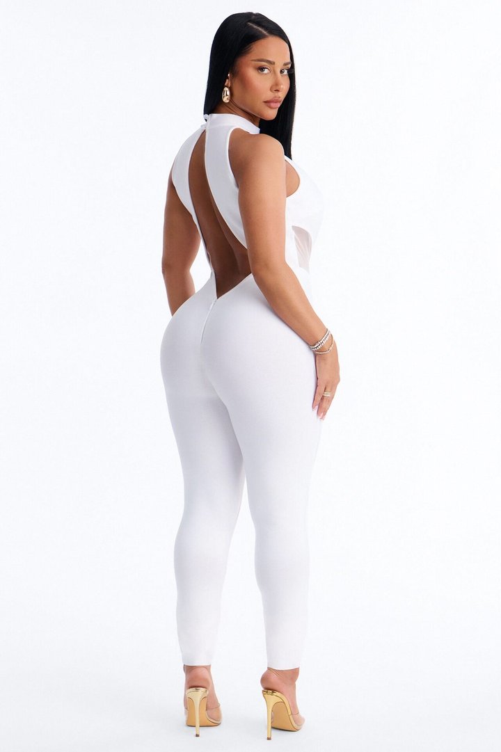 All Yours Bandage Backless Jumpsuit - White