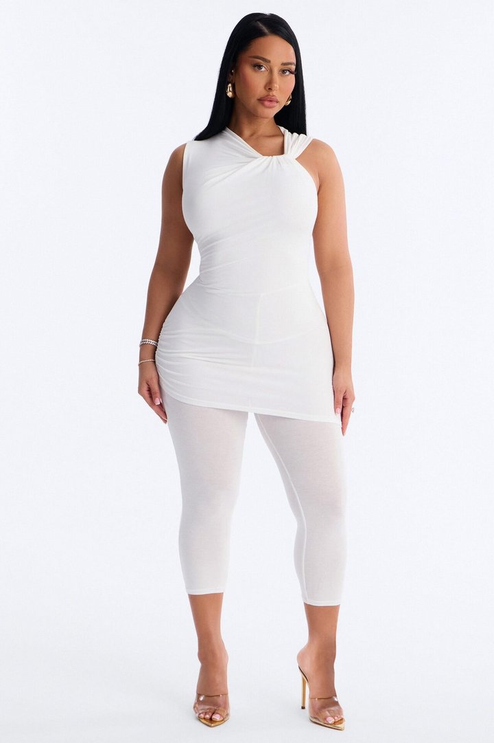Tiana Ruched Skinny Leg Jumpsuit - Off White
