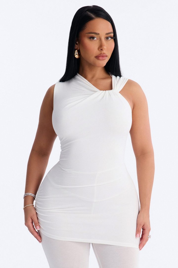 Tiana Ruched Skinny Leg Jumpsuit - Off White