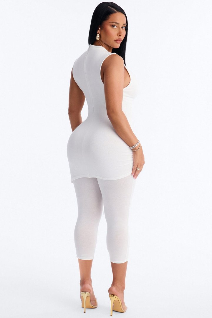 Tiana Ruched Skinny Leg Jumpsuit - Off White