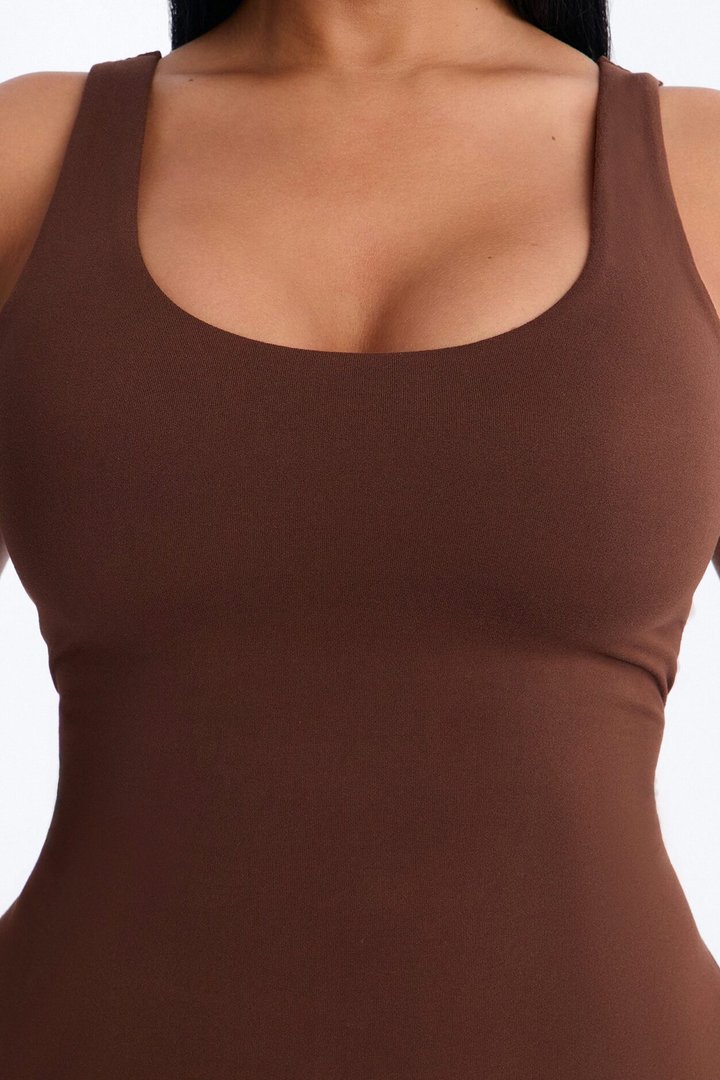 Malia Built In Bra Catsuit - Chocolate