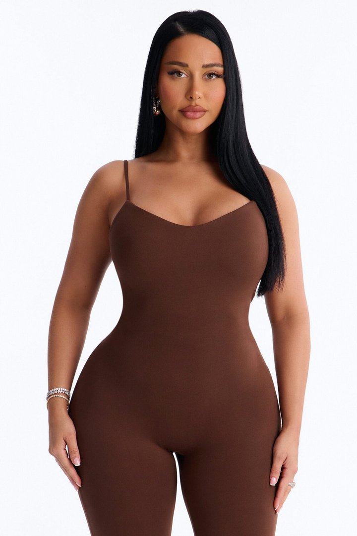 Marina Built In Bra Cami Catsuit - Chocolate