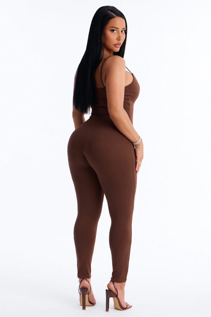 Marina Built In Bra Cami Catsuit - Chocolate