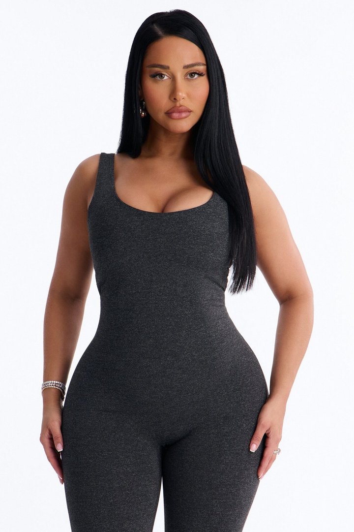 Malia Built In Bra Catsuit - Charcoal