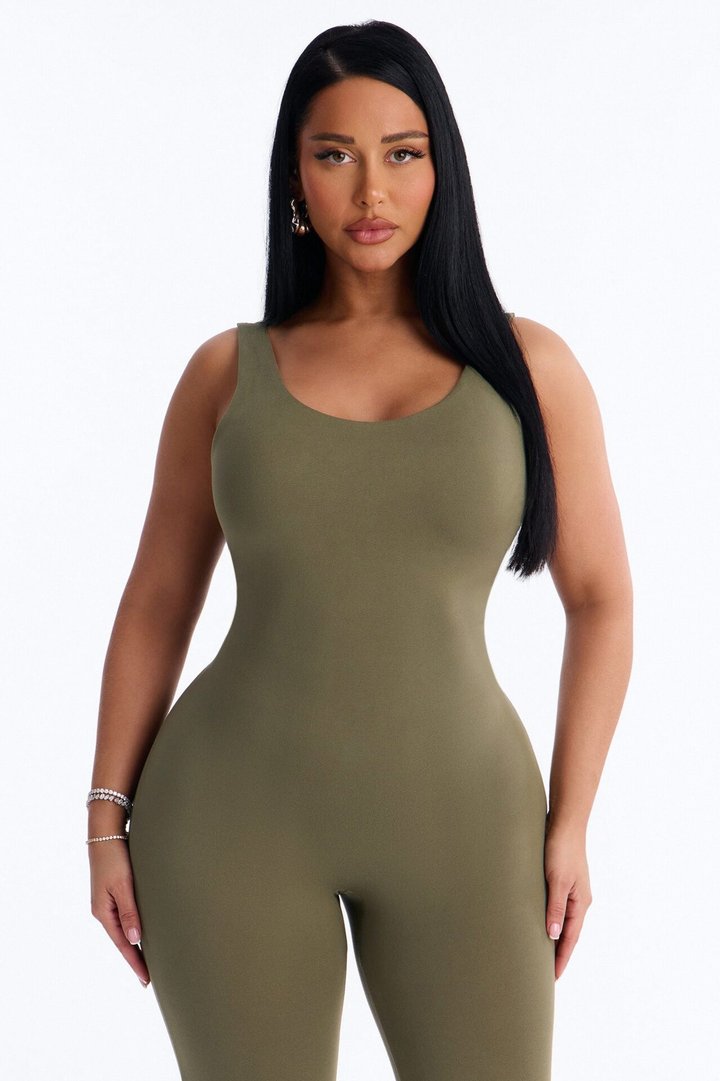Malia Built In Bra Catsuit - Olive
